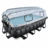 EXIT TOYS EXIT Black Leather Pool 400x200x100cm Mit Sandfilterpumpe Und Abdeckung - Schwarz