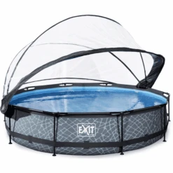 EXIT TOYS EXIT Pool Stone 360x76cm Mit Abdeckung Und Filterpumpe, Grau