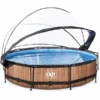 EXIT TOYS EXIT Pool Wood 360x76cm Mit Abdeckung Und Filterpumpe, Braun